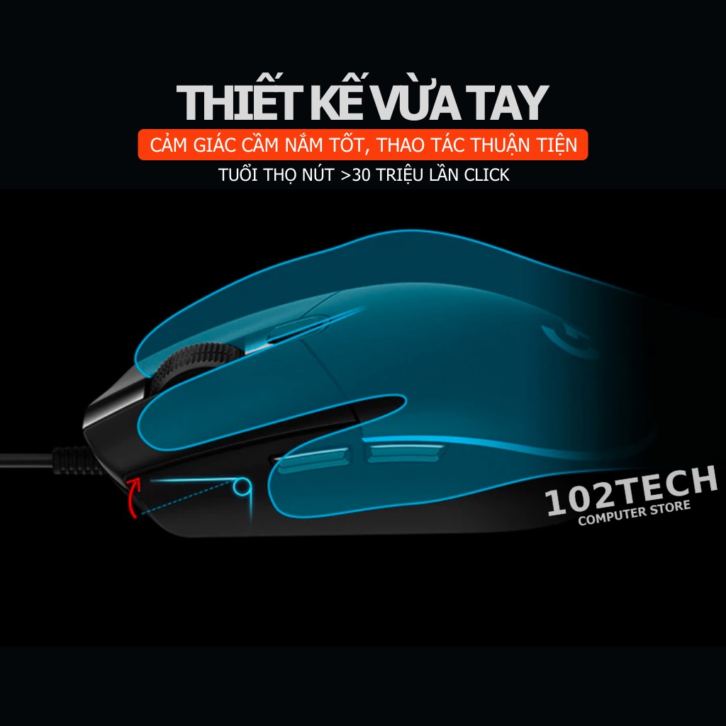 Chuột máy tính Logitech G102 có dây chuyên game thế hệ mới, led RGB đẹp, nhanh và chính xác