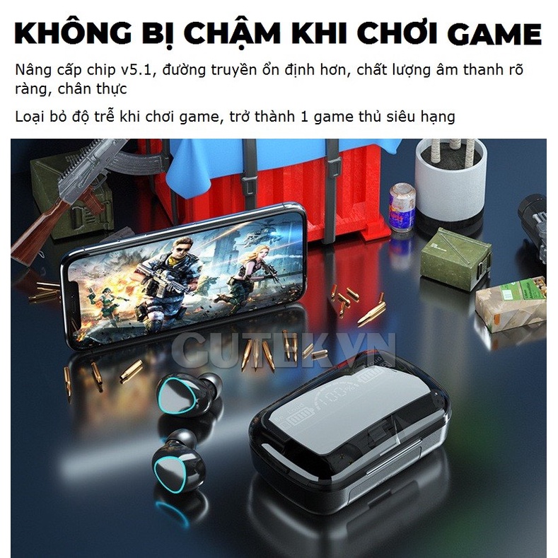 Tai nghe bluetooth không dây M10 TWS v5.1 bass mạnh nút cảm ứng âm thanh HIFI có mic