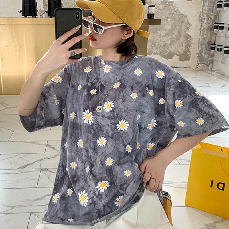 Áo Thun Ngắn Tay Dáng Rộng Đơn Giản Cho Nữ