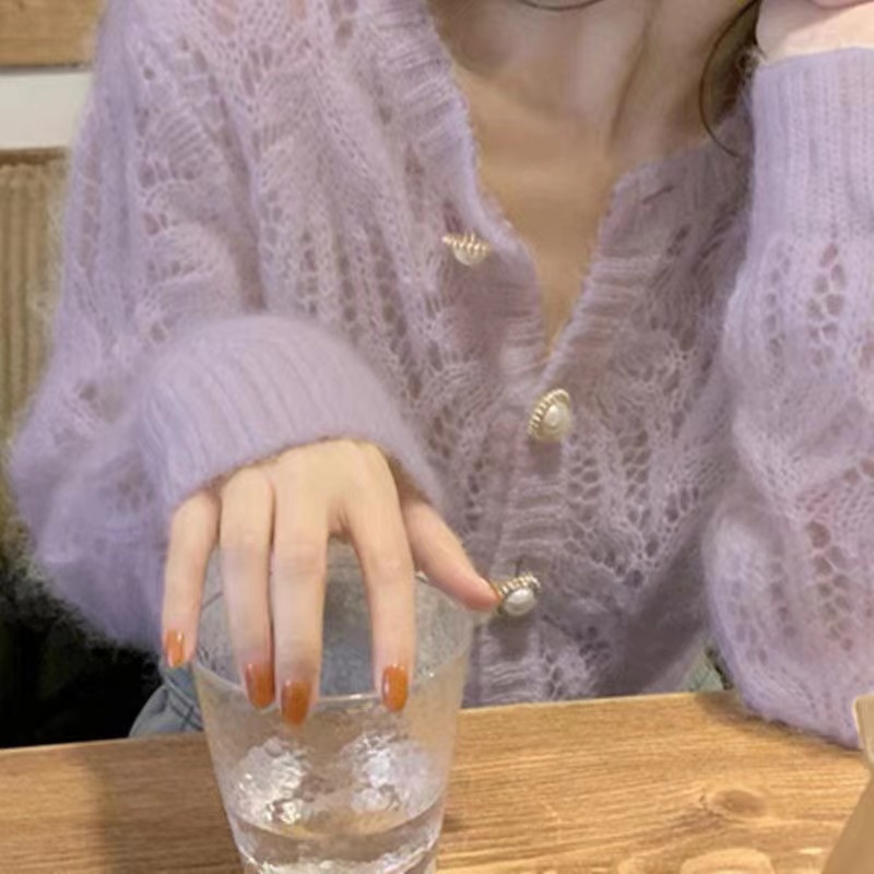 SUXI Áo Khoác Cardigan Dệt Kim Mỏng Tay Dài Dáng Rộng Màu Sắc Xinh Xắn