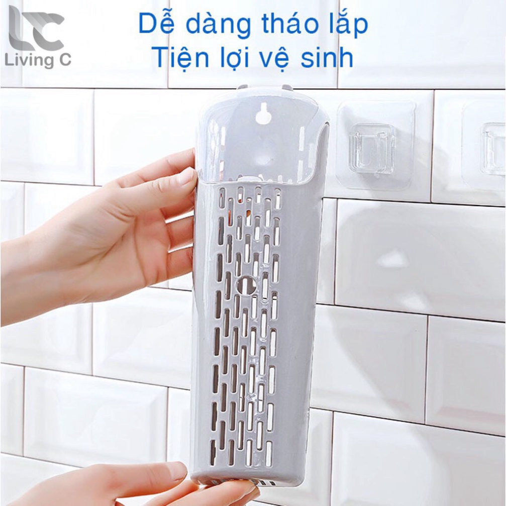 Hộp Đựng Đũa MuỗngFREESHIPống Đựng Thìa Đa Năng Dán Tường Có Nắp Đậy Chống Bụi,Có khe thoát Nước