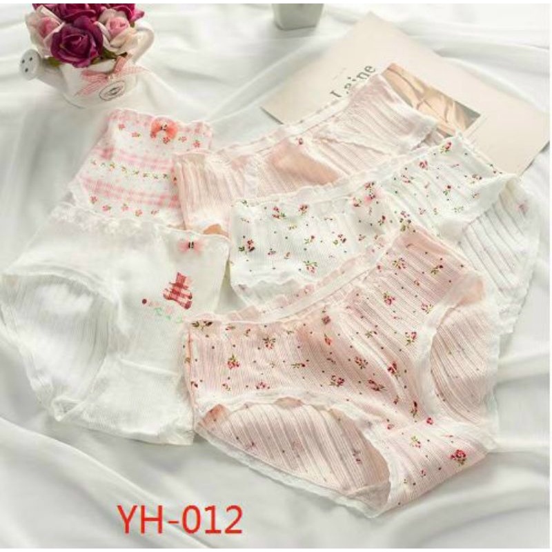 Quần lót nữ gân tăm hoa hồng chất cotton ( compo 5 quần )