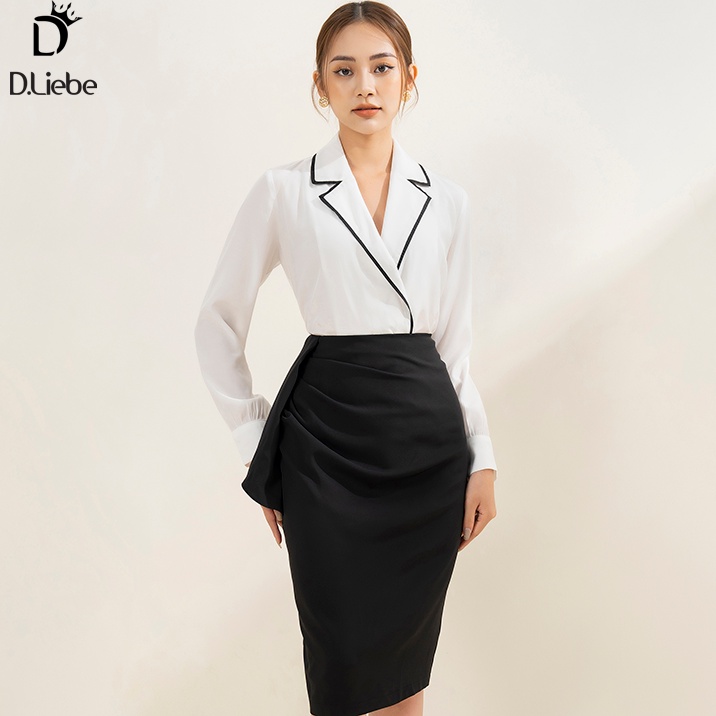 Áo Sơ mi cổ vest viền đen trắng - sm033