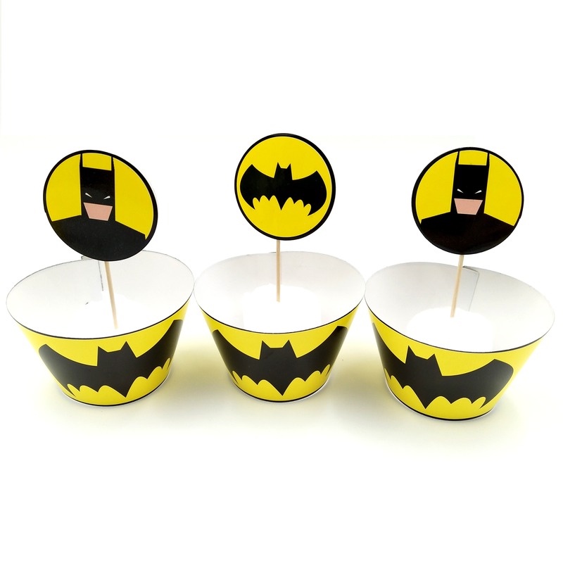 Set 24 Phụ Kiện Trang Trí Bánh Cupcake Hình Batman