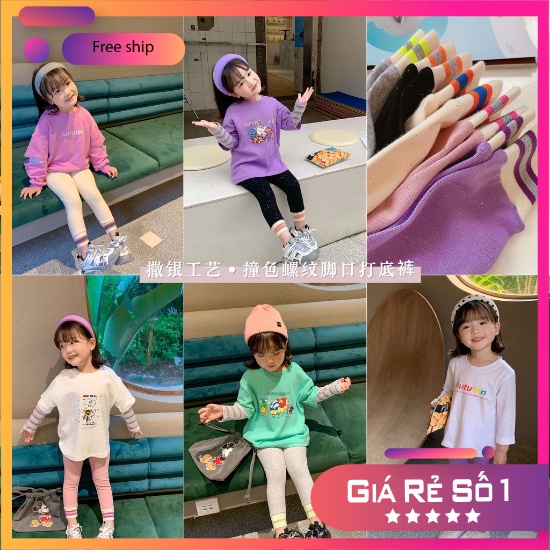 Quần Legging dài bo co giãn mùa thu Hàn Quốc Cho Bé Gái từ 7-28kg Songngukids