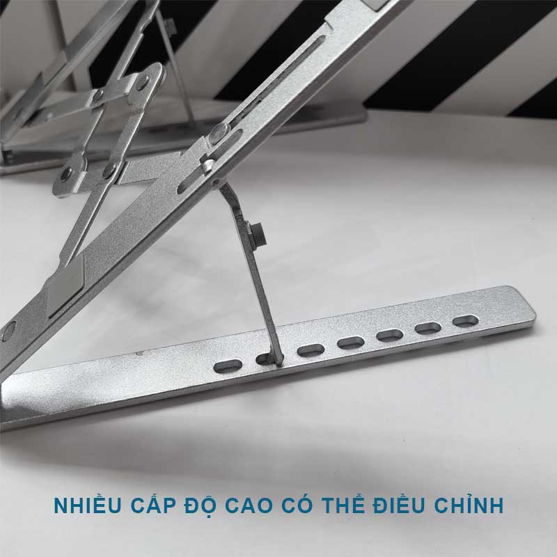 Giá đỡ Laptop chất liệu bằng nhôm chống mỏi cổ  dễ gấp gọn - Lớp 6 điều chỉnh độ cao
