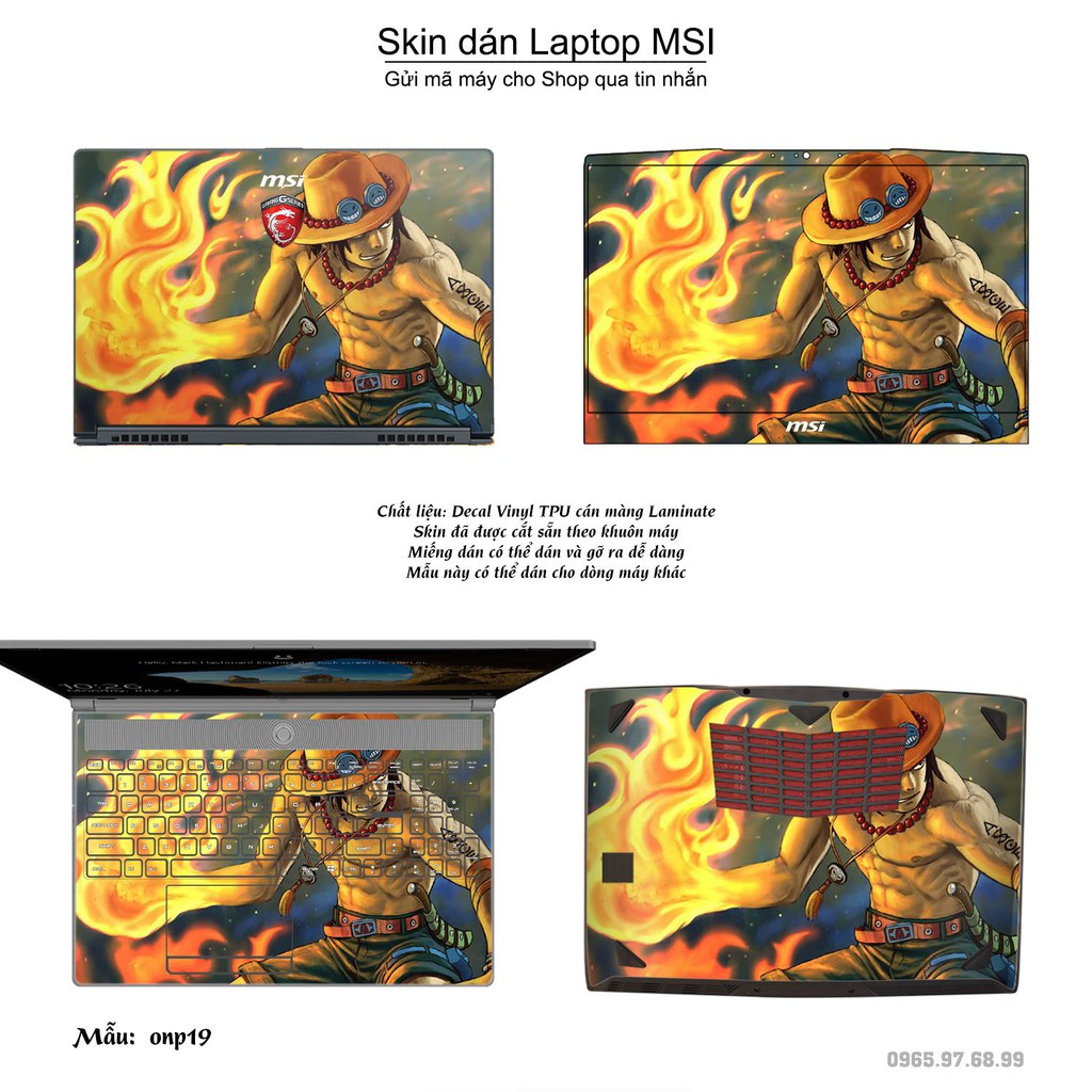 Skin dán Laptop MSI in hình One Piece _nhiều mẫu 21 (inbox mã máy cho Shop)