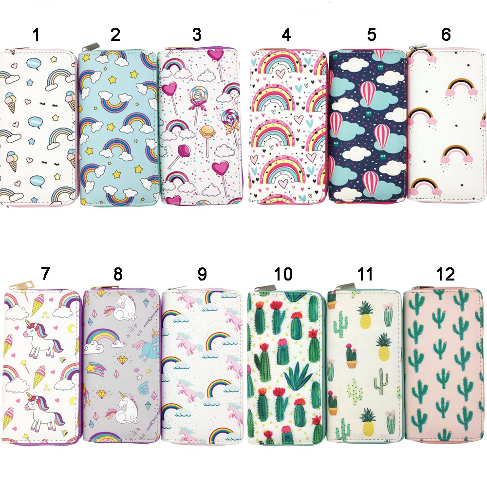[Xả Kho] Bóp Ví Dài Cầm Tay Nữ Họa Tiết Hoạt Hình Cầu Vồng Siêu Dễ Thương ! _ Link 12