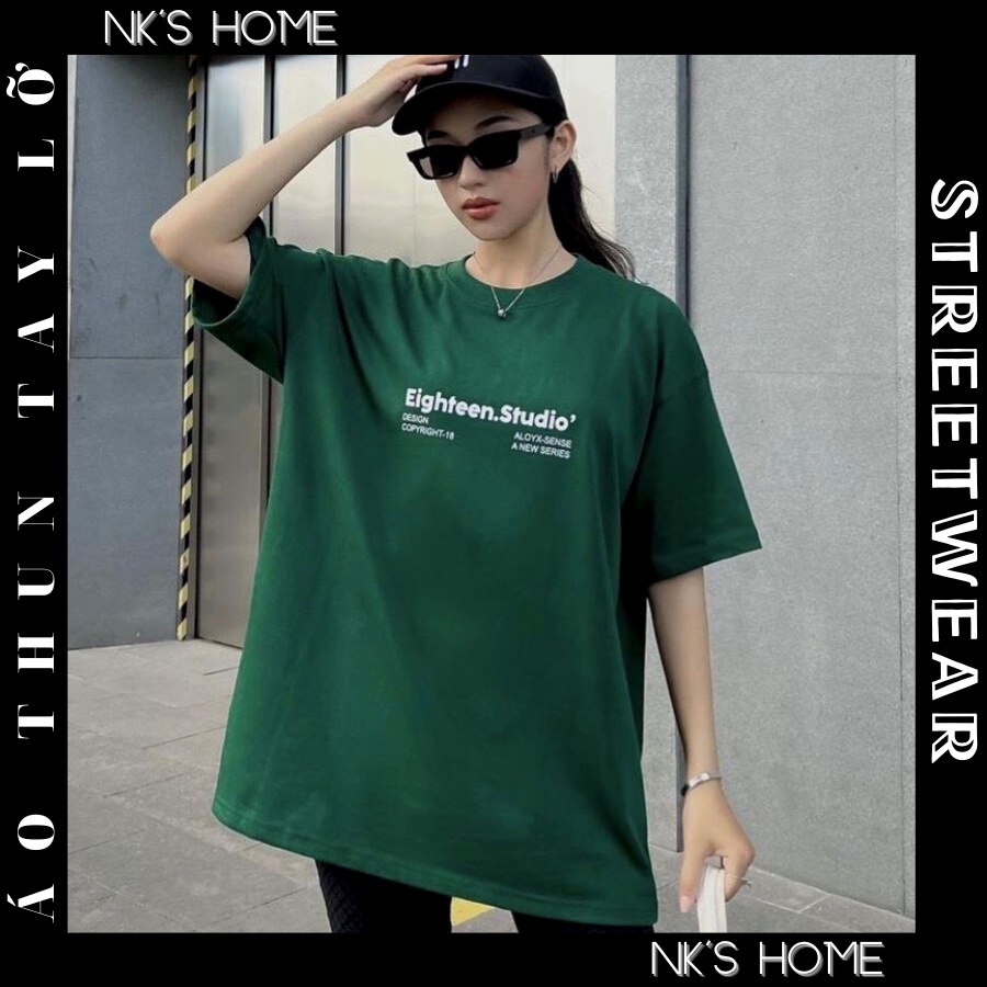 Áo thun tay lỡ unisex cho nam nữ 18 EIGHTEEN.STUDIO phong cách hàn quốc thiết kế form rộng đơn giản dễ phối đồ