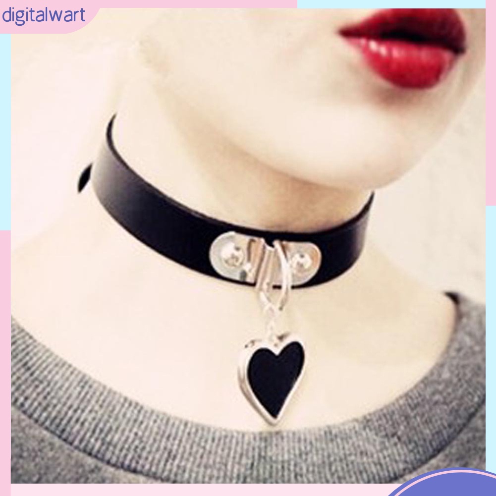 Vòng Cổ Choker Giả Da Nhiều Màu Mặt Trái Tim Độc Đáo