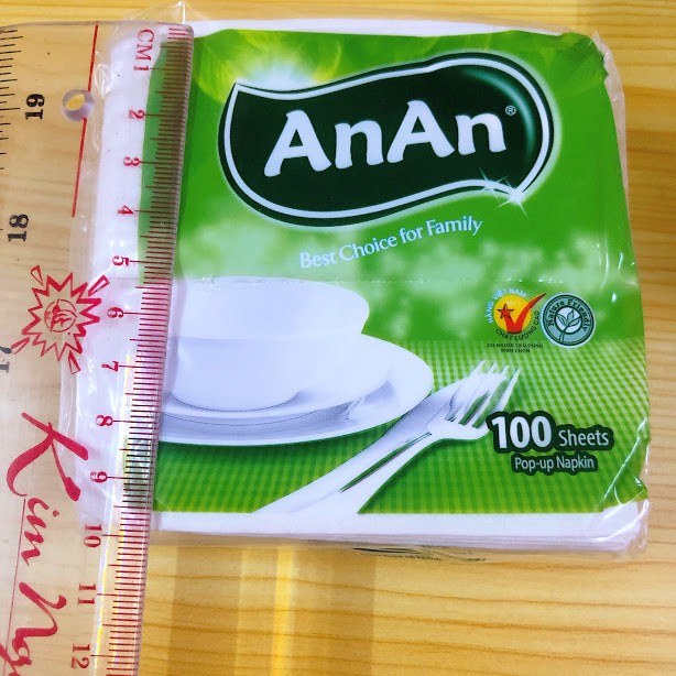 Gói 100 tờ khăn giấy ăn tiện lơi an an 10cm*20cm ( 1 gói giấy vuông size nhỏ )