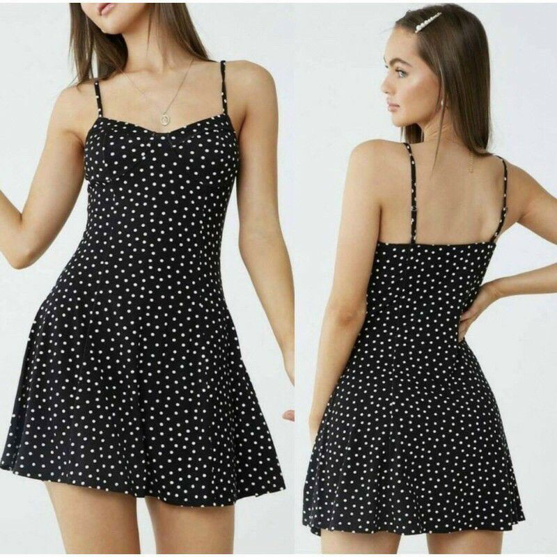 [Mã SKAMSALEP6 giảm 10% tối đa 100K đơn 150K] đầm thun cúp ngưc chấm bị hiệu F21