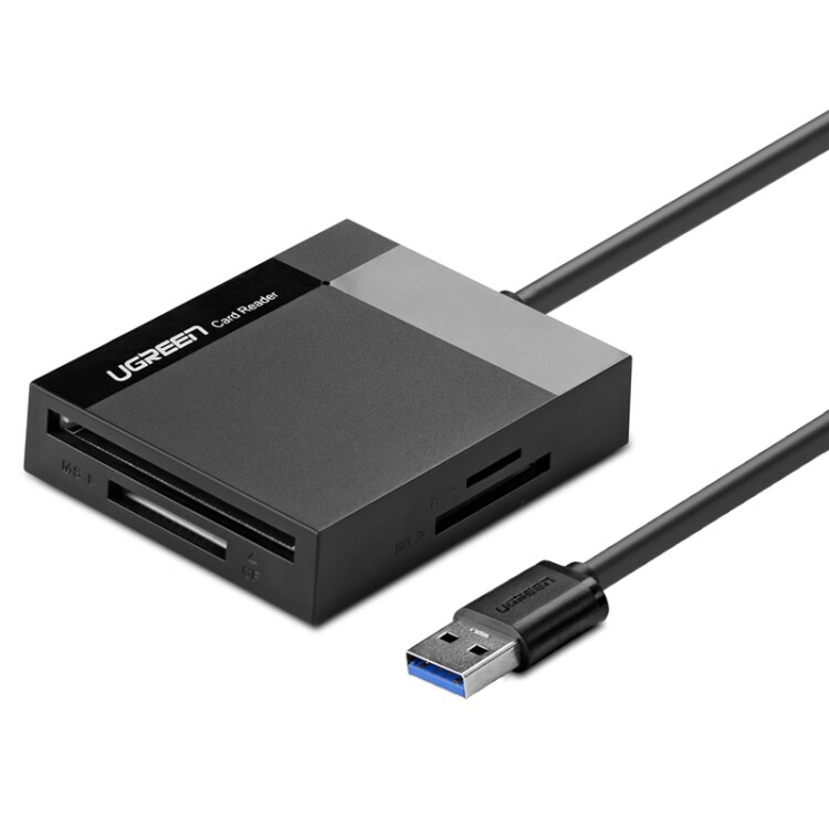 Đầu đọc thẻ USB 3.0 hỗ trợ thẻ TF/SD/CF/MS dài 0.5-1.5m UGREEN CR125
