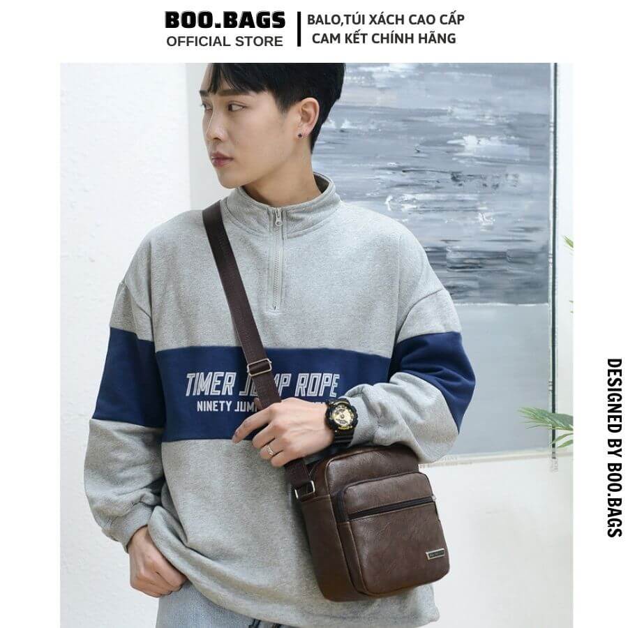 Túi Đeo Chéo Nam Da Pu, Túi Messenger Nam Cao Cấp Đi Học, Đi Chơi Phong Cách Hàn Quốc Boobags  Boo-022
