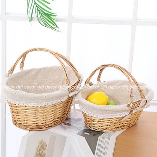 Giỏ cói oval lót vải xinh xắn, vải lót có thể tháo rời 🍃 Hàng cao cấp tặng lót vải