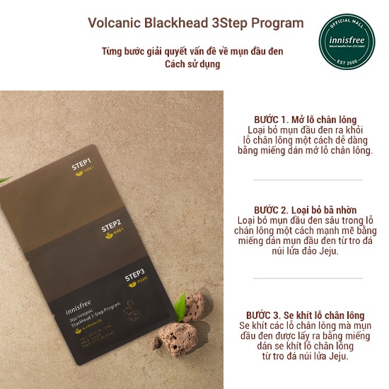 [Mã COSIFSBD giảm 10% đơn 400K] Mặt nạ 3 bước lột mụn đầu đen innisfree Jeju Volcanic Blackhead 3Step Program (1 Miếng)