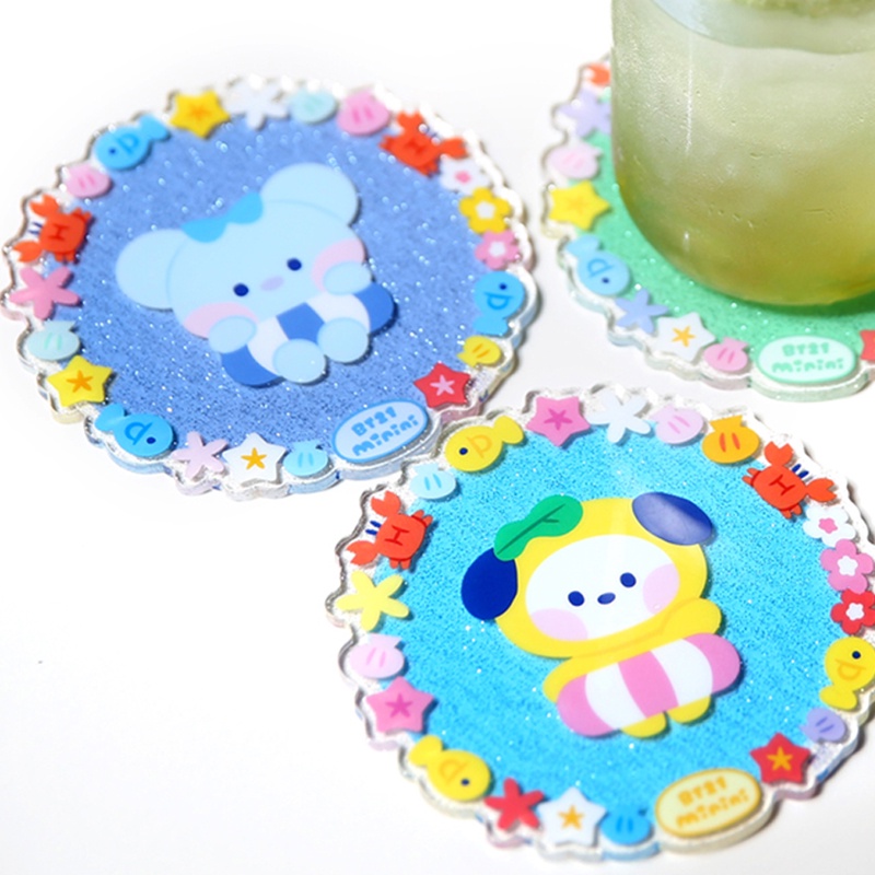 Đế lót ly bằng acrylic hình bts bt21