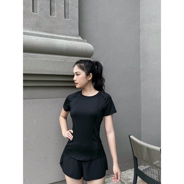 Bộ Quần Áo Tập Gym, Yoga, Thể Dục Nữ Hàng Cao Cấp. Set Quần Đùi + Áo Tay Ngắn