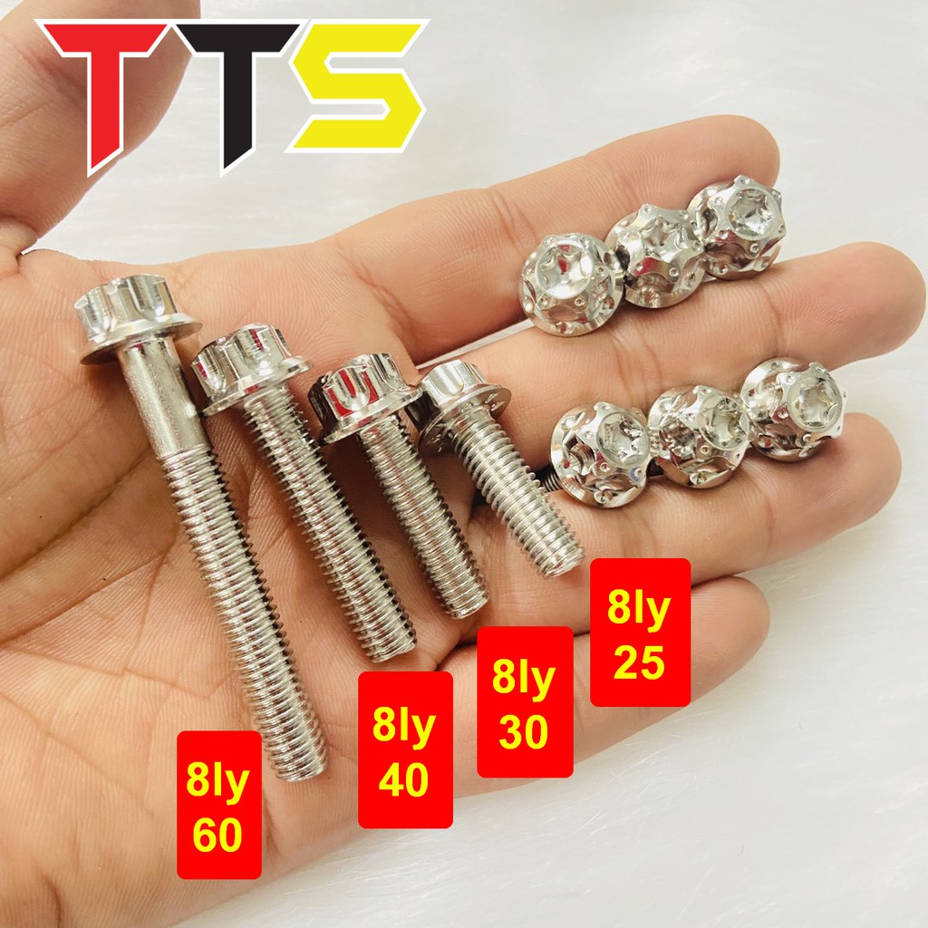 Ốc Salaya 8ly TRỤ size 8ly25, 8ly30, 8ly40, 8ly50, 8ly60 lắp gác chân, treo pô, ghi đông xe máy