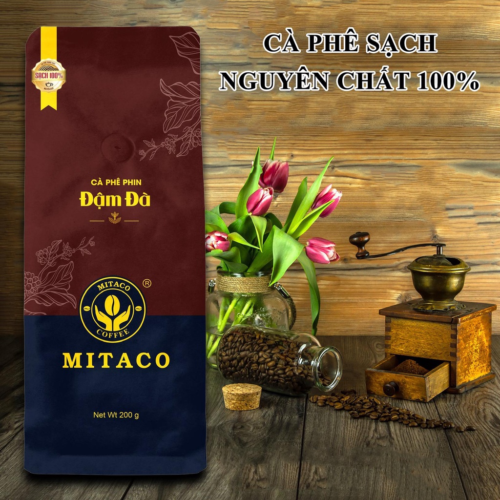 Cà phê pha phin nguyên chất Đậm Đà MITACO COFFEE (Gói 200g)