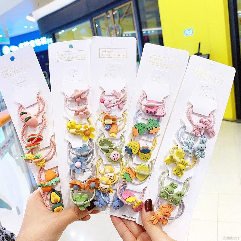 Dây buộc tóc cao su họa tiết hoa hợp thời trang xinh xắn cho bé gái