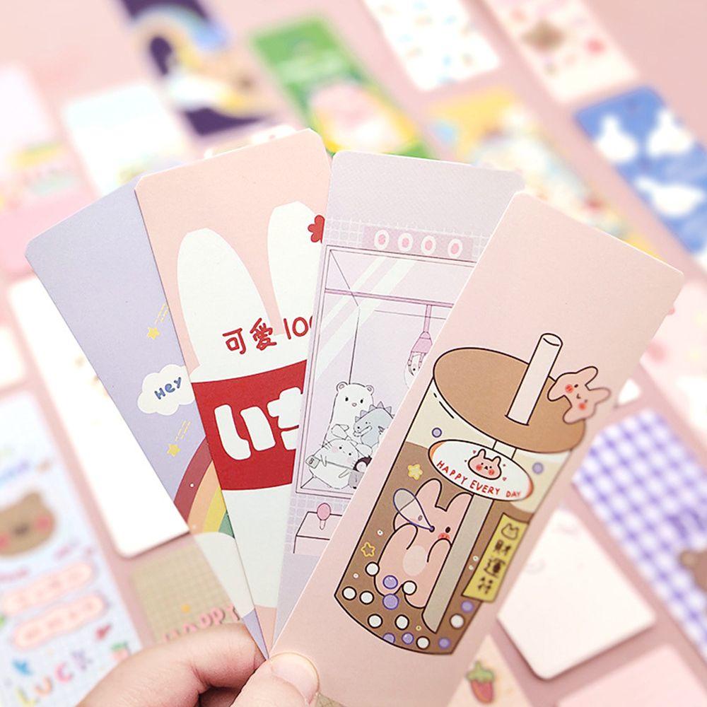 PISTA Set 30 Thẻ Giấy Đánh Dấu Trang Sách Hình Gấu / Thỏ Đáng Yêu