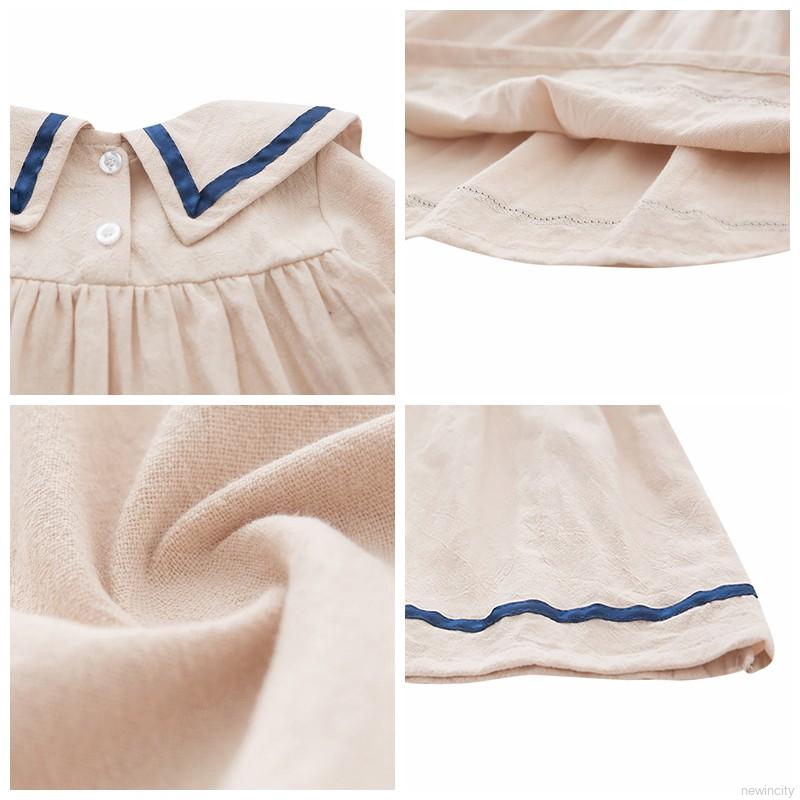 Đầm Tay Dài Màu Trơn Thiết Kế Xinh Xắn Cho Bé Gái