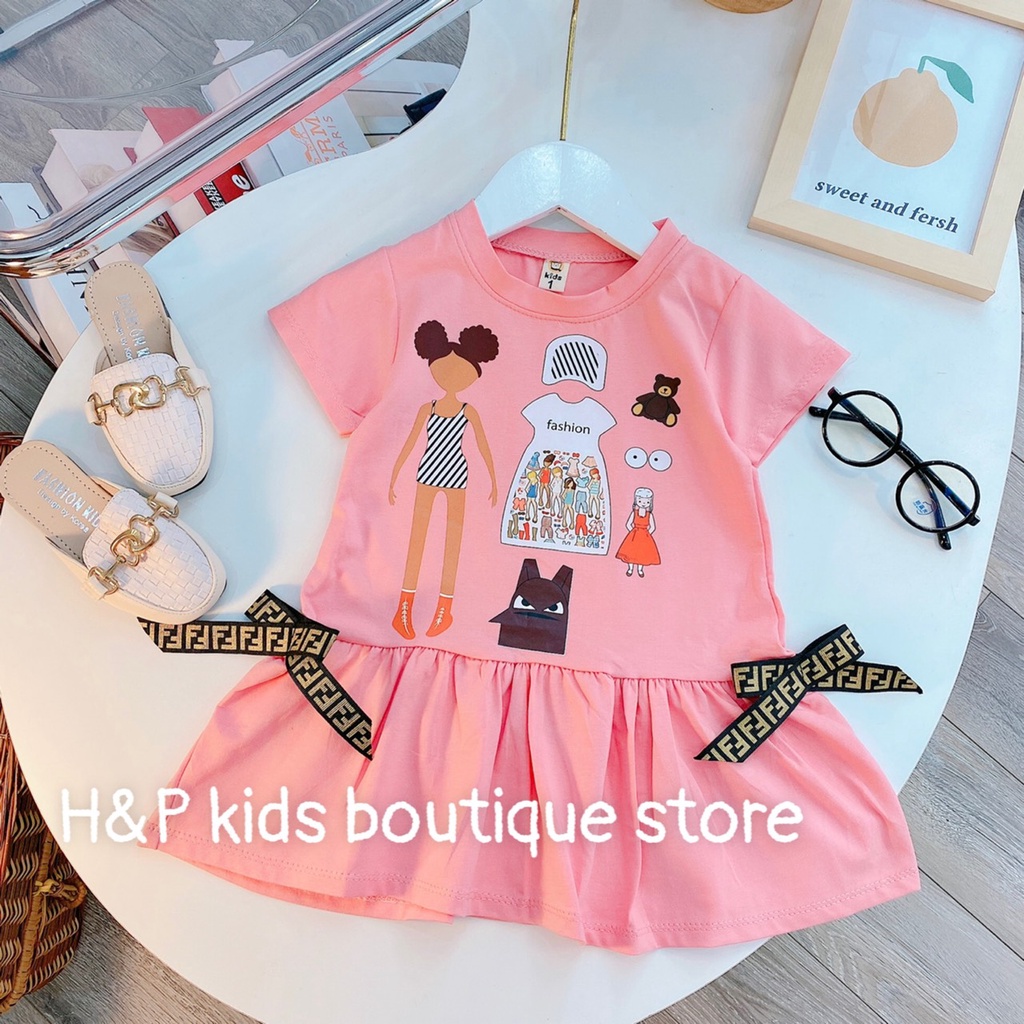 Váy cotton cộc tay đuôi cá bé gái