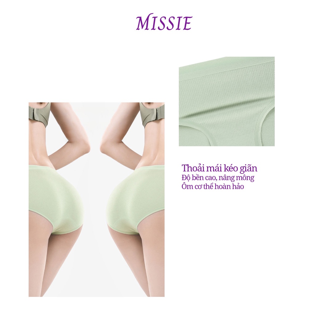 Quần lót nữ trơn cotton nhiều màu, tàng hình không đường may, siêu thấm hút khử mùi Missie Q08