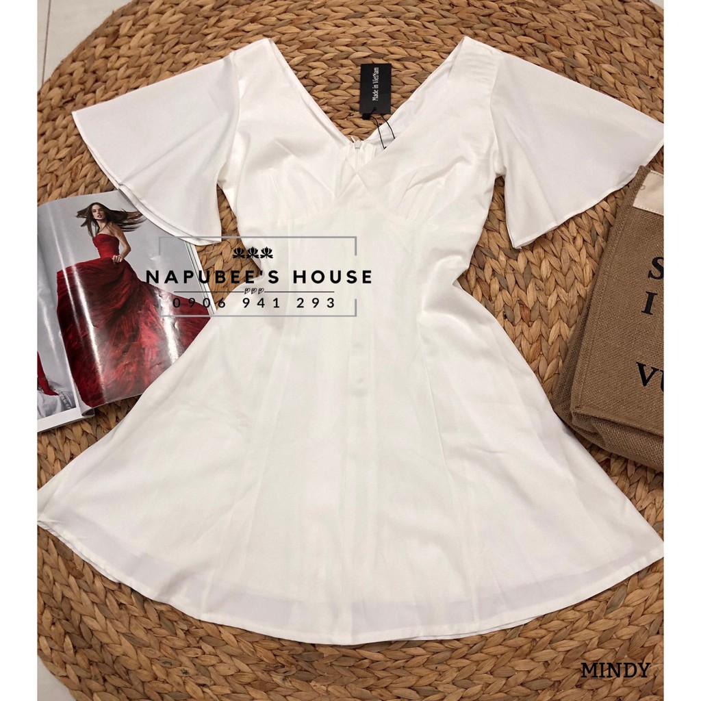 Đầm xoè dự tiệc cổ V đan dây lưng Napubee - váy xòe thiết kế dạo phố MINDY DRESS