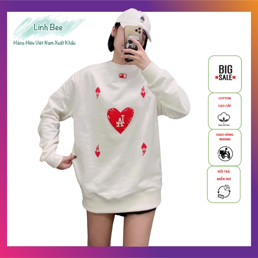 [Siêu Sale] Áo nỉ Sweater nữ form rộng tay dài MLB LinhBee Ulzzang Unisex Hàn Hot trend siêu đẹp phù hợp cho mùa đông
