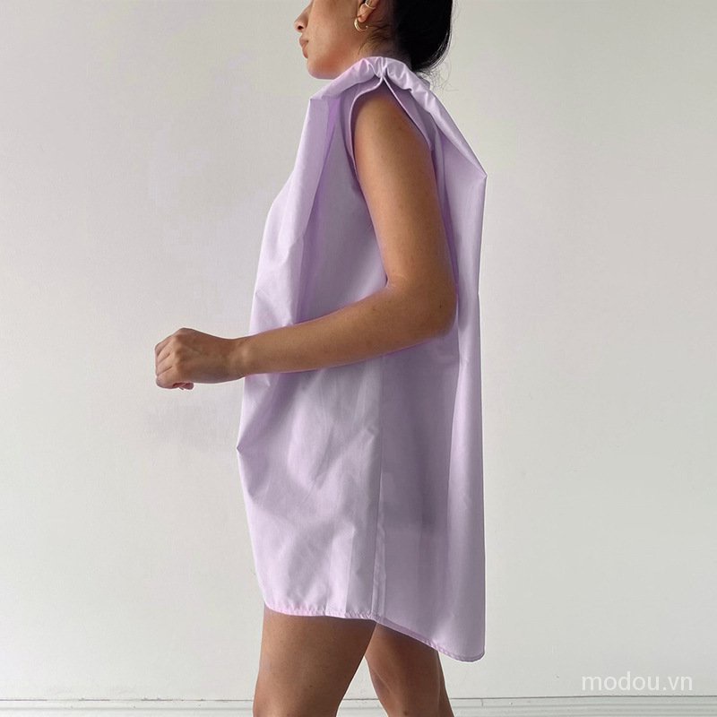 Áo sơ mi không tay dáng rộng thời trang dành cho nữ
