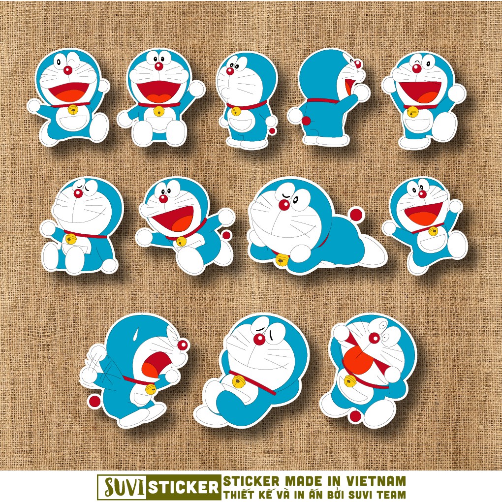 Sticker Doraemon chống nước sticker dán laptop, điện thoại, đàn guitar, mũ bảo hiểm, vali. MSP: A10