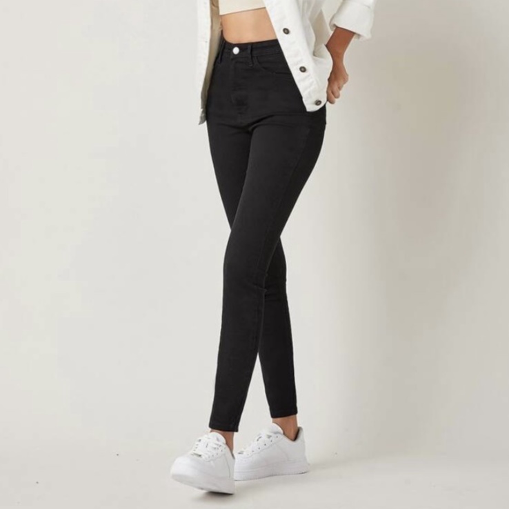 Quần jean nữ lưng cao màu Đen- Xám bigisze kg GJEANS, quần bò ôm cạp cao co giãn skinny jeans basic QJA555