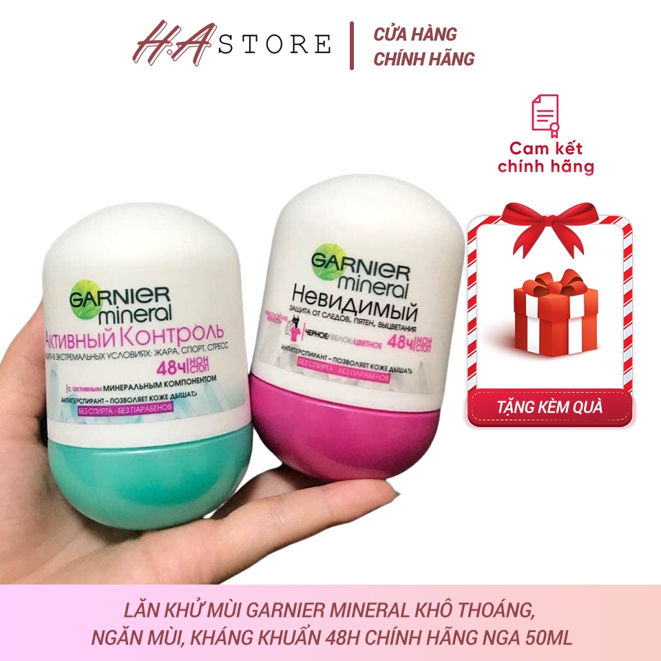 Lăn Khử Mùi Garnier Mineral Invisible 48h Khử Mùi Hôi Nách, Diệt Khuẩn, Giảm Thâm Nách, Giảm Mồ Hôi