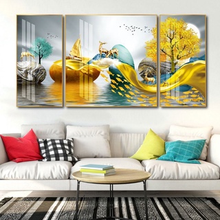 Tranh Tráng Gương Cao Cấp - Tranh Treo Tường Phòng Khách Nai Vàng Nghệ Thuật