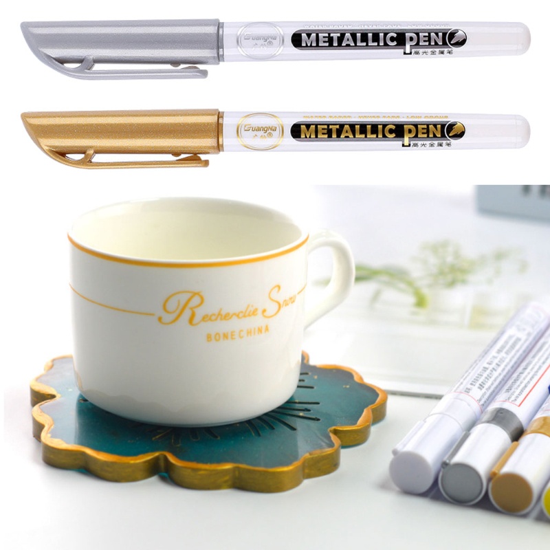 Set 6 bút acrylic đánh dấu kim loại vẽ resin epoxy ánh kim tô màu nổi bật