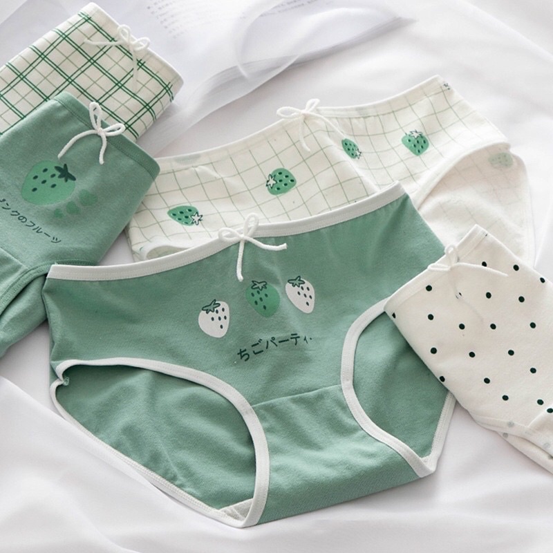 Set 3 Quần Lót Cotton Nâng Mông Co Dãn 4 Chiều Hoạ Tiết Dễ Thương BRATINA