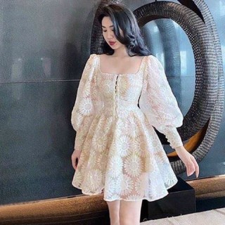 ĐẦM REN HOA CÚC NỔI bigsize (ảnh thật)