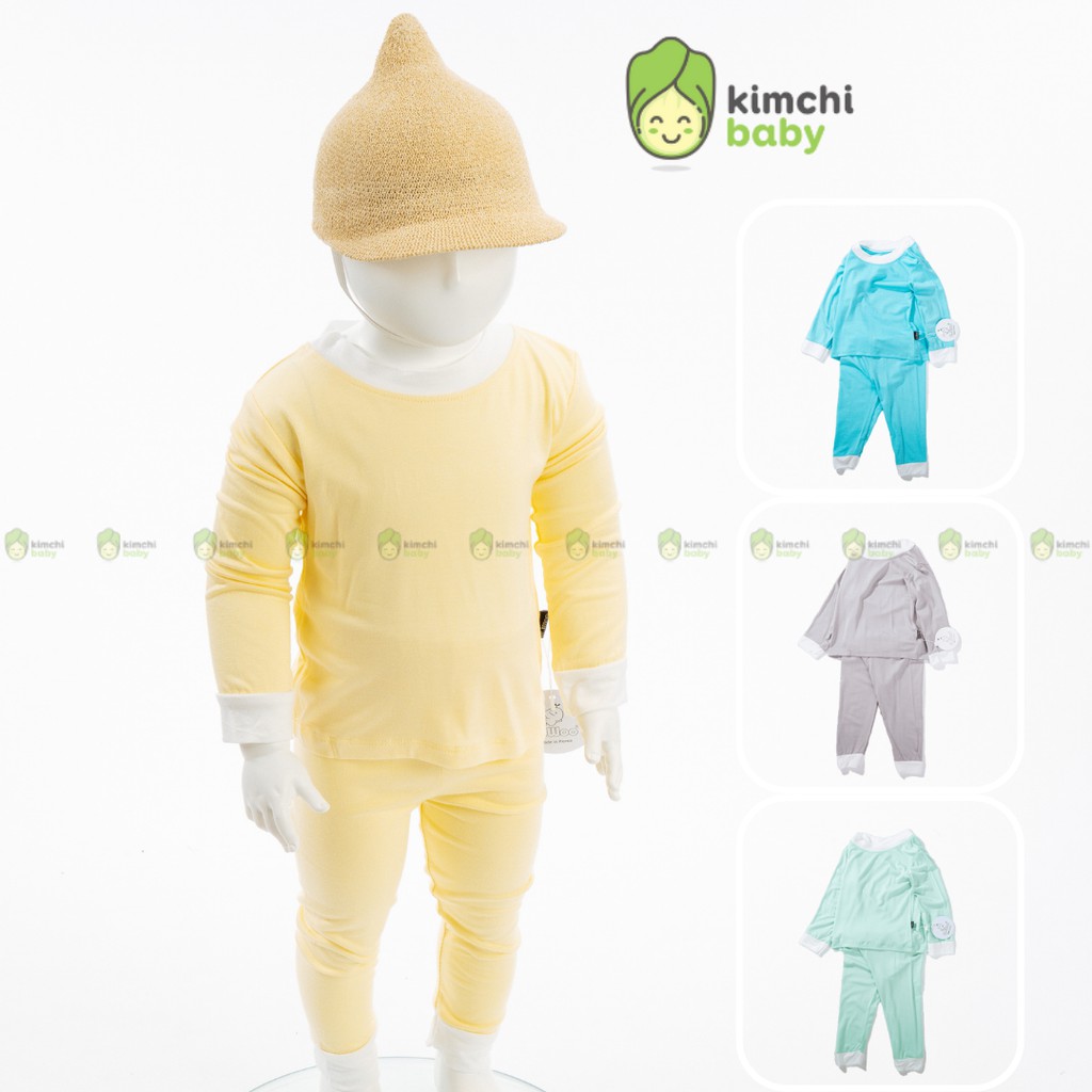 Đồ Bộ Bé Trai, Bé Gái KIMCHIBABY Vải Thun Lạnh Cổ Cao 1CM Phối Viền, Bộ Quần Áo Trẻ Em Thu Đông KWTD2106