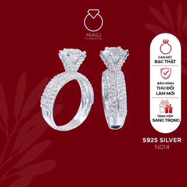 Nhẫn nữ bạc Ý S925 MiASJ N014 đá CZ nhân tạo cao cấp sang trọng