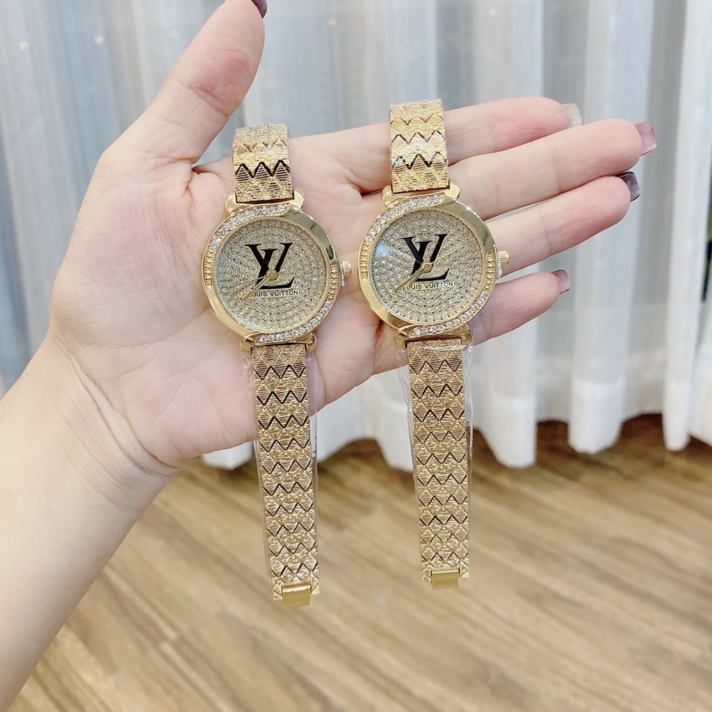 Đồng hồ LV kim loại full đá sang chảnh, bảo hành 12 tháng