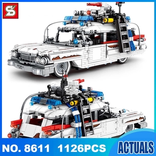 đồ chơi giáo dục Lắp Ráp mô hình Sembo 8611 Ghostbusters High-Tech Moc Famous Car