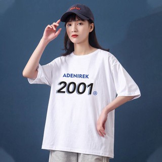 BST Áo thun năm sinh Áo thun nam nữ tay lỡ cổ tròn 2001 áo phông vải Cotton co giãn, dày dặn, form rộng