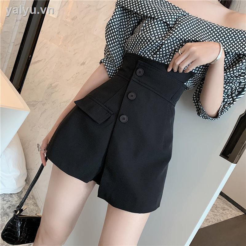 quần culottes cạp cao cạp cao 2021 mới cạp cao thắt nút xiên không đều Váy chữ A nữ mùa hè phiên bản Hàn Quốc xu hướng váy ôm