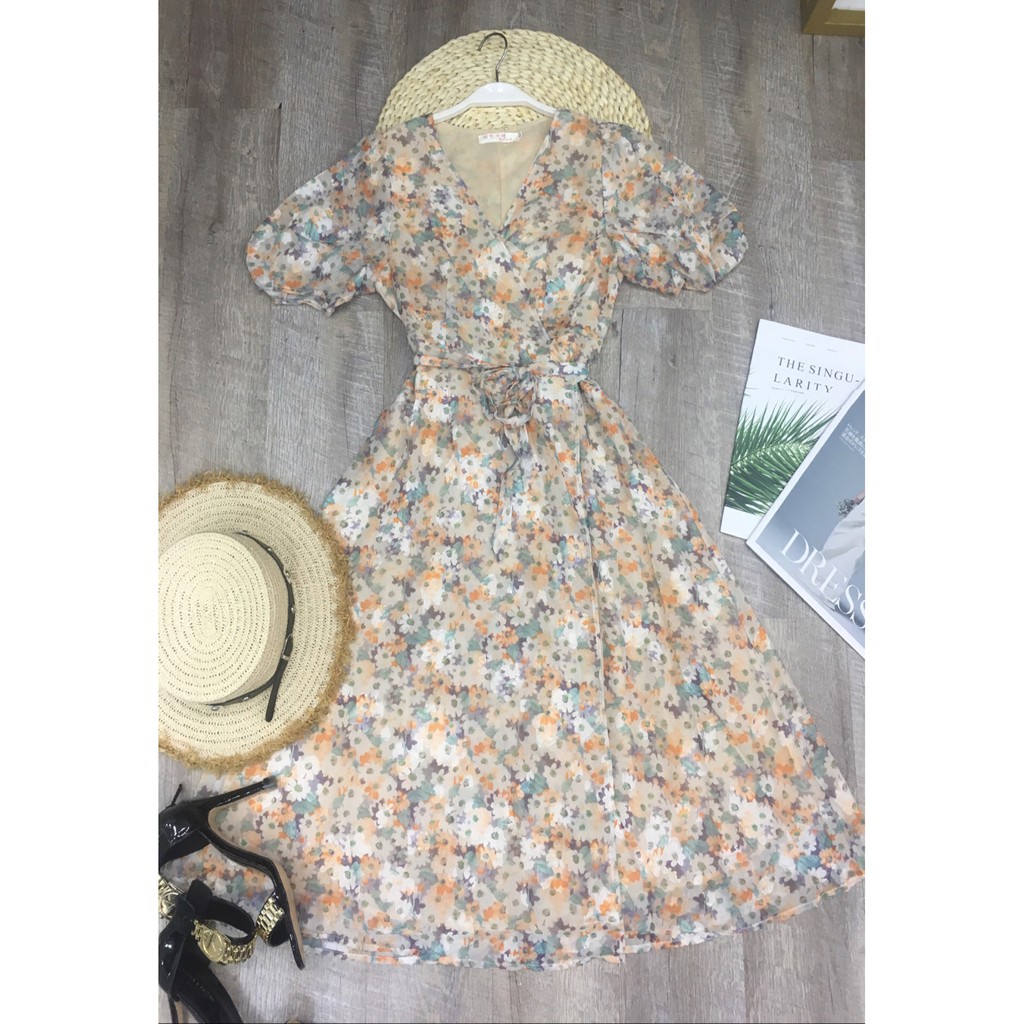 [Mã HANGXINH1 giảm 50k đơn tối thiểu 200k] Váy hoa nữ mẫu mới phong cách vintage hàng Quảng Châu cao cấp V125 (KÈM ẢNH T | BigBuy360 - bigbuy360.vn