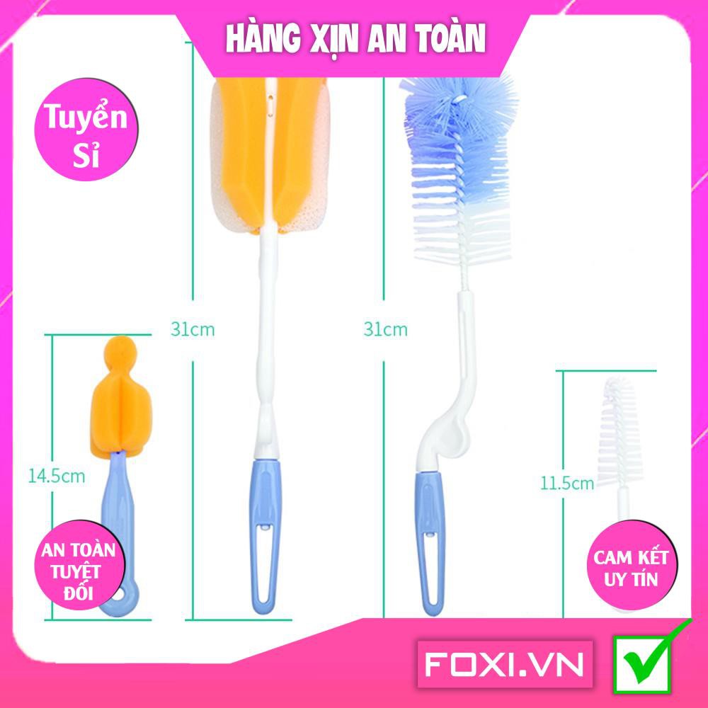 Bộ cọ rửa bình sữa cho bé Silicone Beedol cao cấp-tay cầm xoay 360 độ-cọ núm ti-cọ rửa ống hút-Giúp mẹ dễ dàng vệ sinh