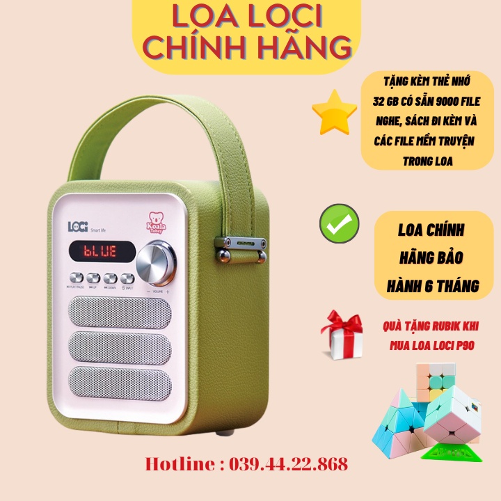 Loa Loci Xanh Lá nghe tiếng anh cho bé - Loa nghe mp3/ đài FM Loci P50