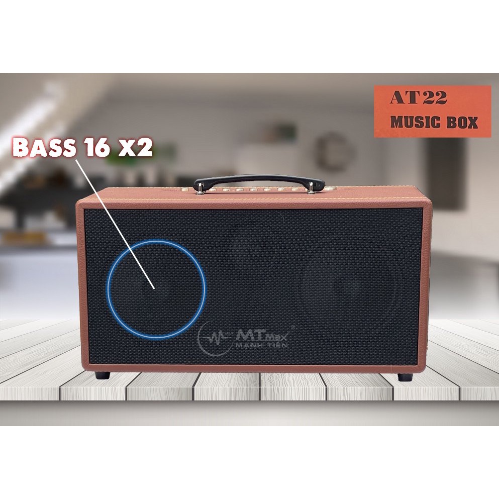 Loa Di Động Xách Tay AT22 Karaoke Reverbt Tặng Kèm 2 Micro Không Dây Cao Cấp Sang Trọng 3 Đường Tiếng Cực Hay