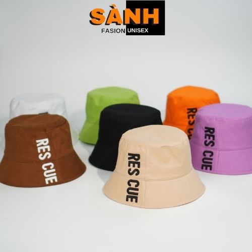 Mũ bucket thêu chữ Rescue Nón tai bèo vành cụp chất kaki phong cách Ulzzang thời trang form unisex nam nữ B06